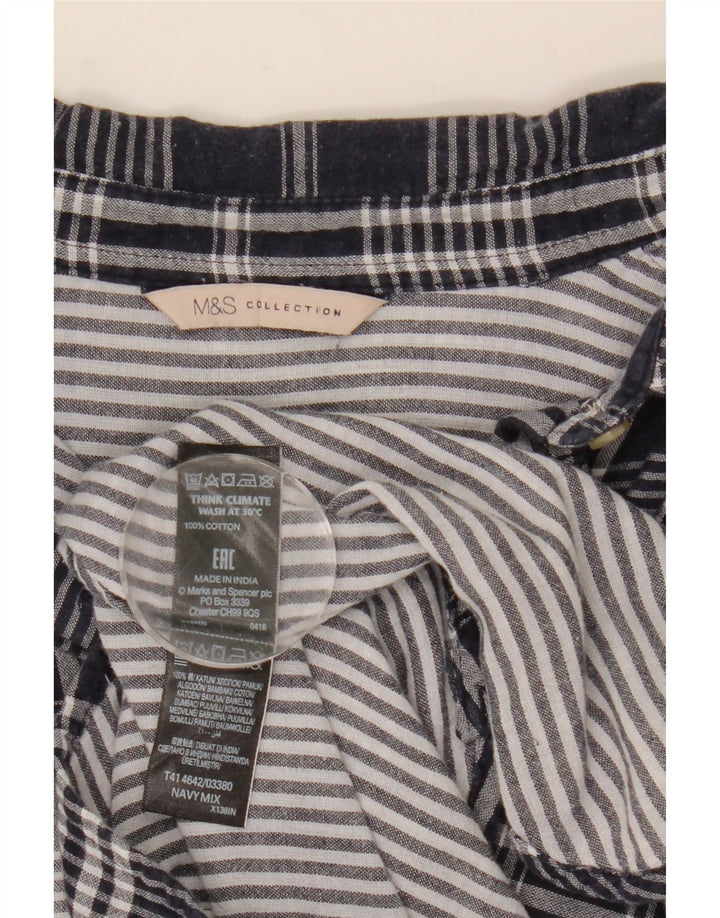 Женская рубашка оверсайз Marks & Spencer UK 8, маленькая, темно-синяя, хлопковая клетка