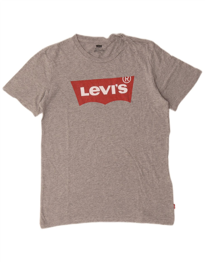 Мужская футболка с рисунком Levi's, маленький серый хлопковый топ в крапинку