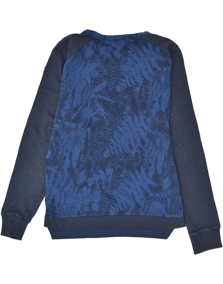 BLAUER Womens Loose Fit Sweatshirt Jumper UK 14 Medium Navy Blue Floral | Vintage Blauer | Thrift | Second-Hand Blauer | Used Clothing | Messina Hembry 