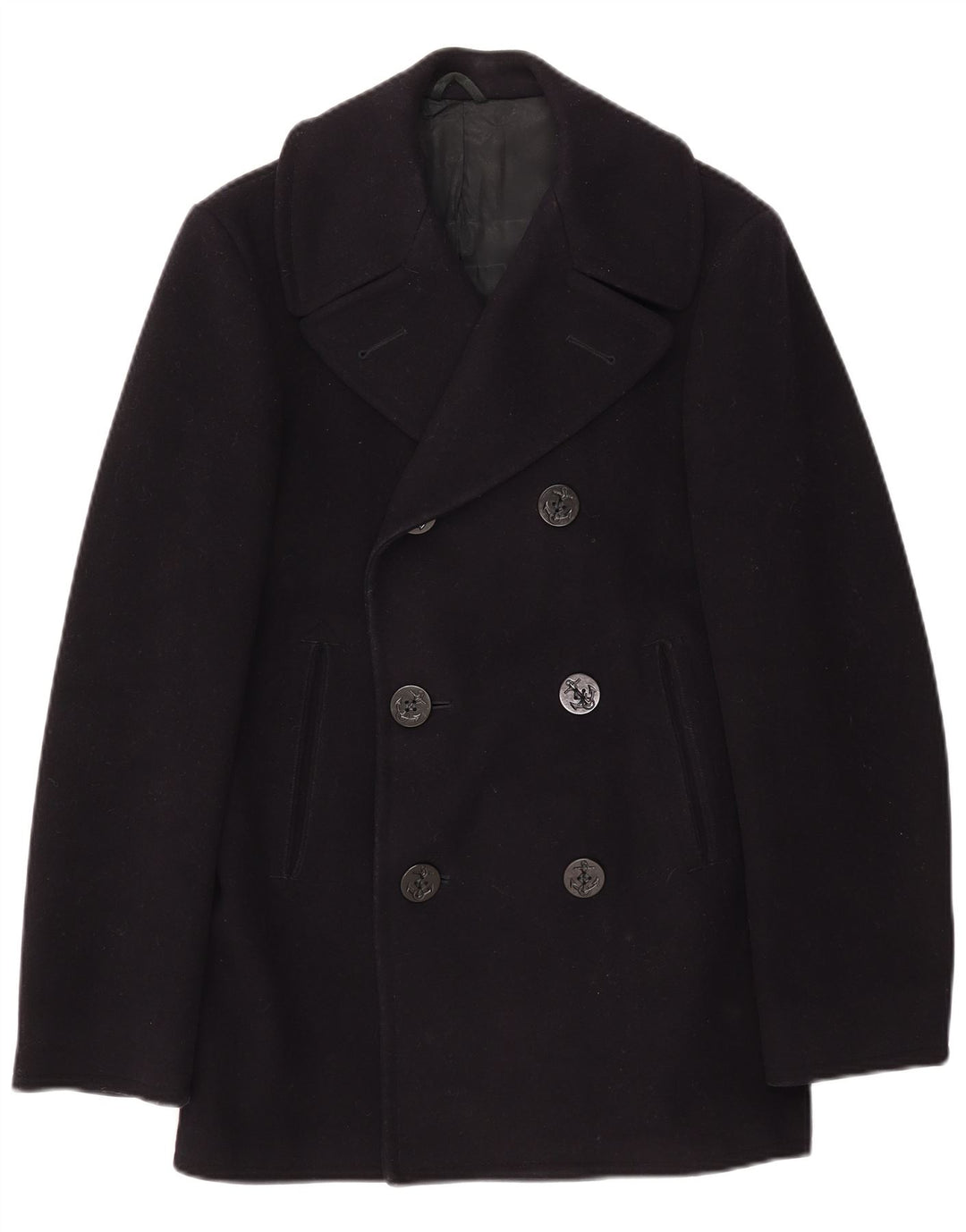 Винтажное мужское полупальто UK 34 XS темно-синее шерстяное