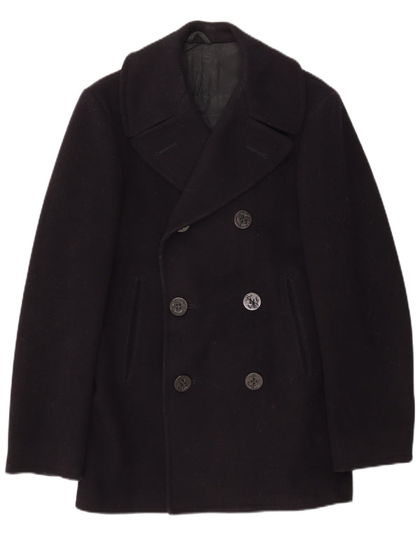 Винтажное мужское полупальто UK 34 XS темно-синее шерстяное