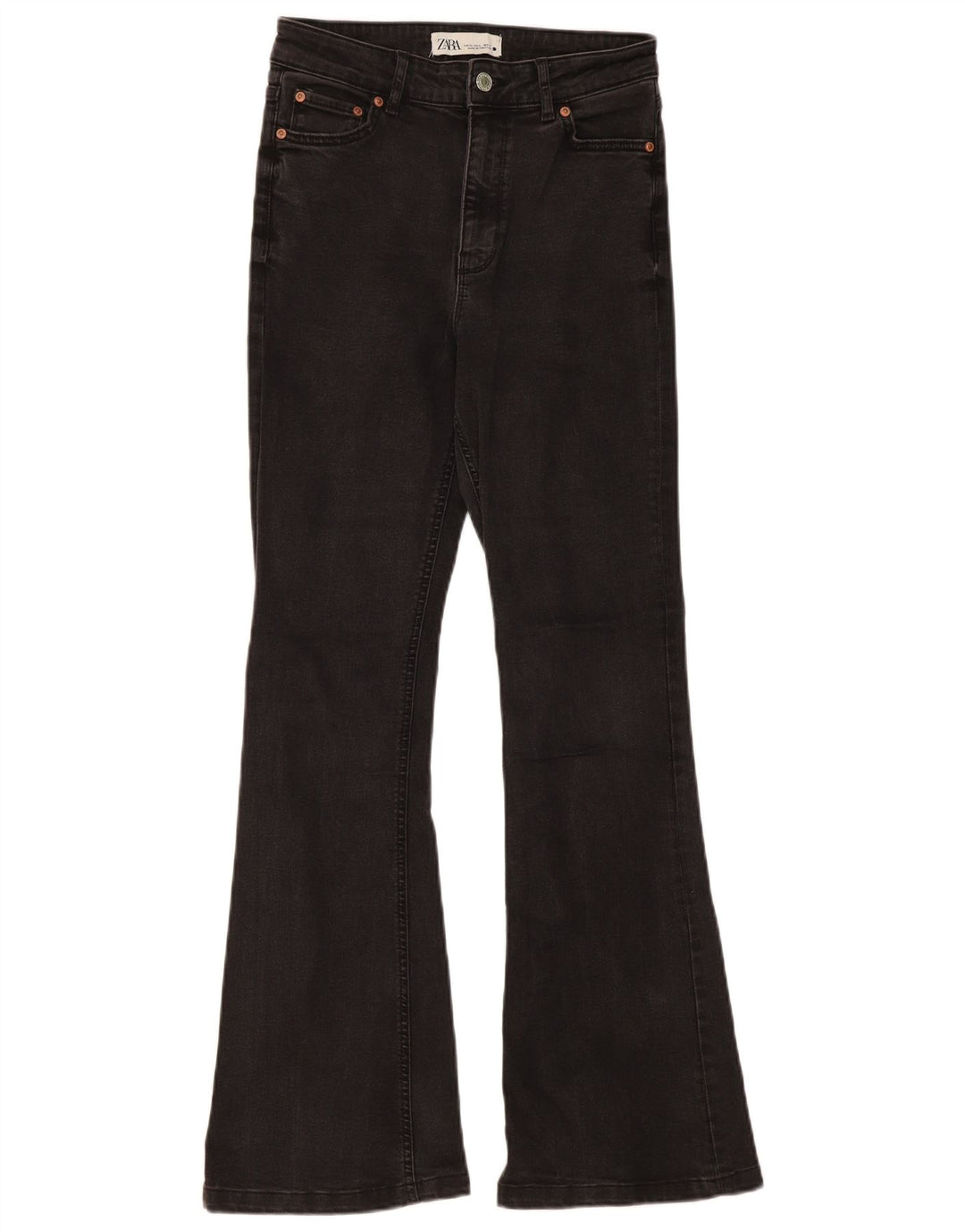 Женские расклешенные джинсы Zara EU 38, маленькие W28 L31, черный хлопок