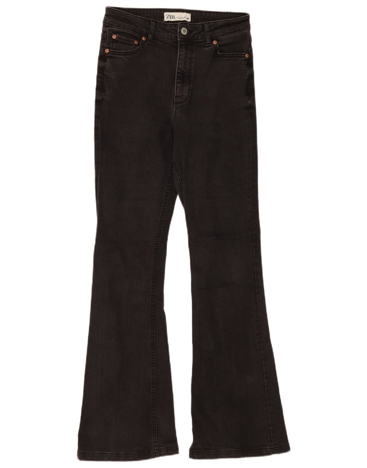 Женские расклешенные джинсы Zara EU 38, маленькие W28 L31, черный хлопок