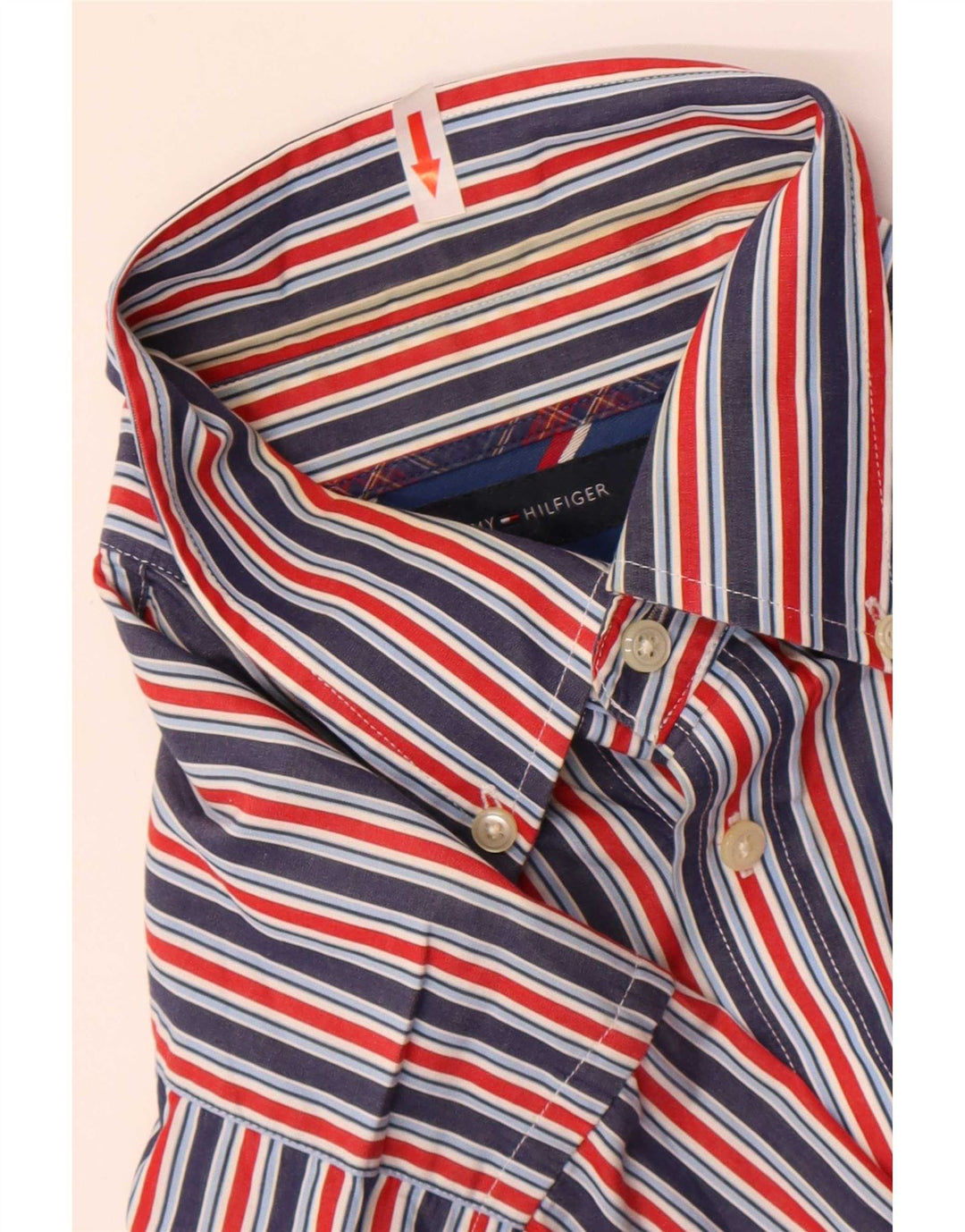 Мужская рубашка Tommy Hilfiger в тонкую полоску среднего размера, хлопок