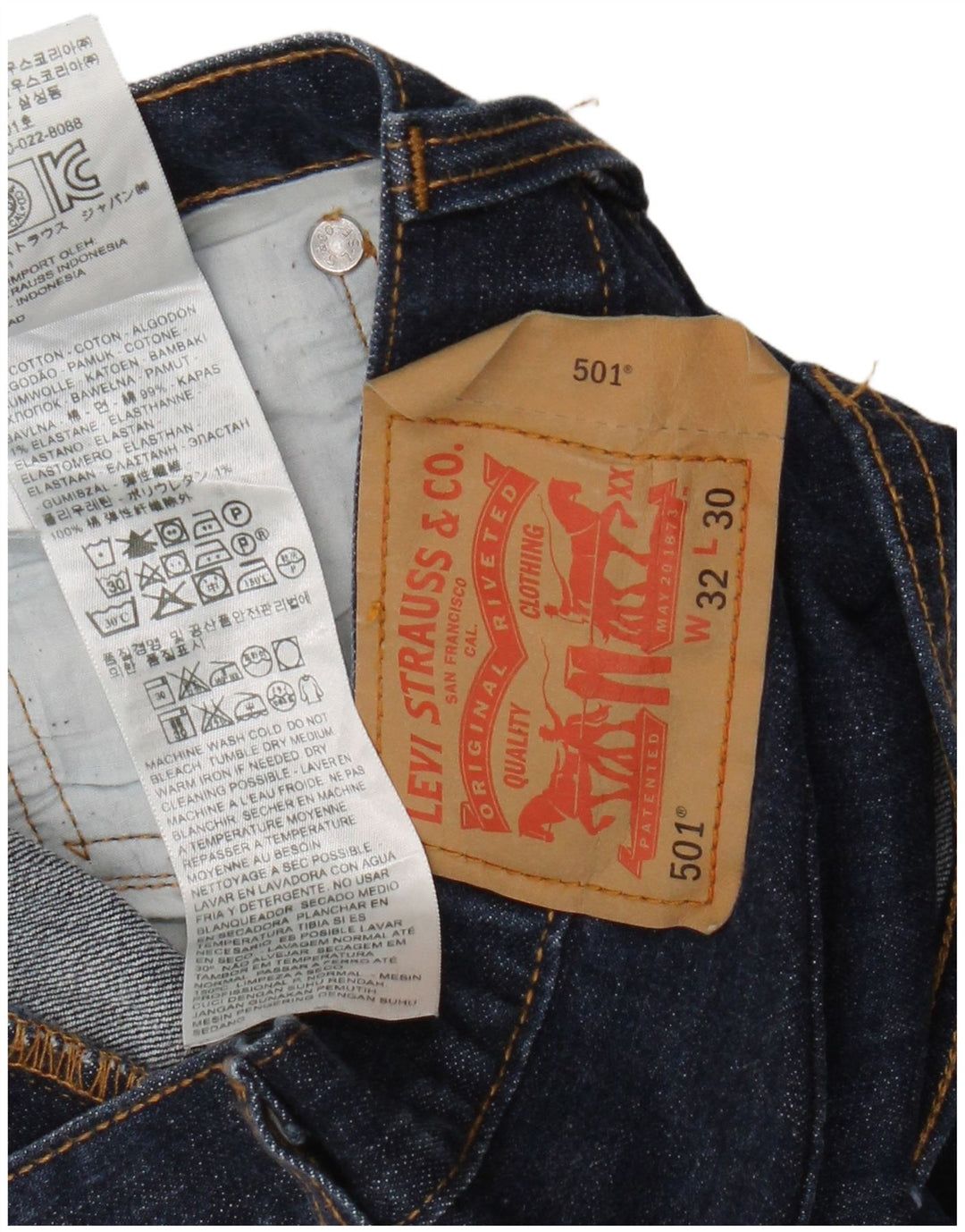 Мужские джинсовые шорты Levi's 501 W32, средний темно-синий, хлопок