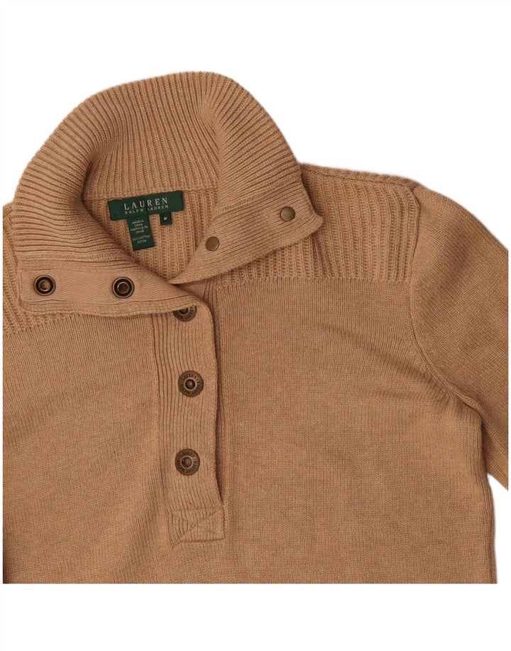 Женский джемпер с воротником на пуговицах Ralph Lauren, Великобритания, 12, средний бежевый, хлопок
