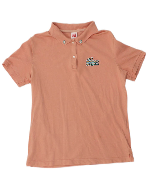 Женская рубашка-поло Lacoste UK 12, хлопок среднего розового цвета