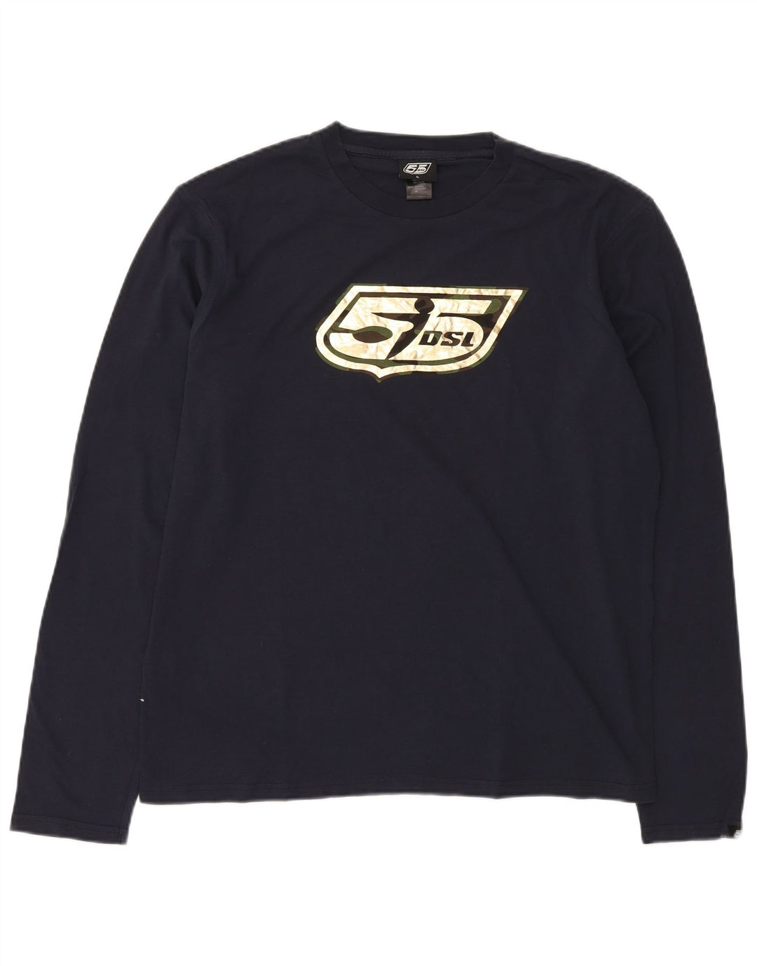 Мужской топ с рисунком DIESEL с длинным рукавом XL, темно-синий, хлопок
