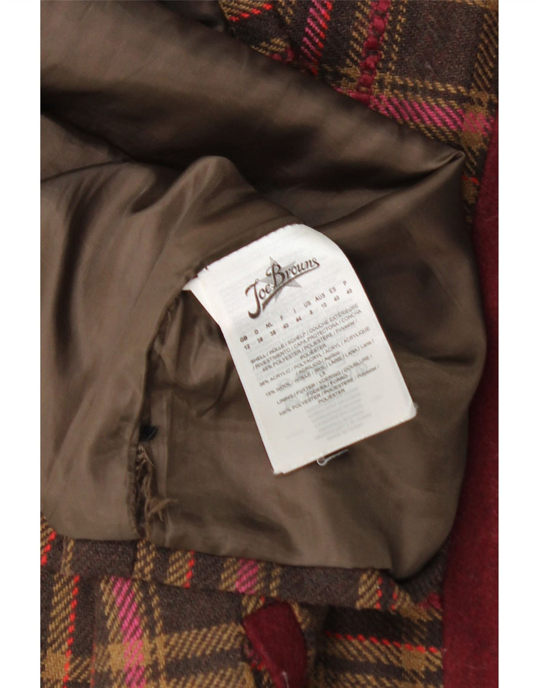 JOE BROWNS Женская мини-юбка UK 12 Medium W32 Коричневая акриловая клетка в клетку