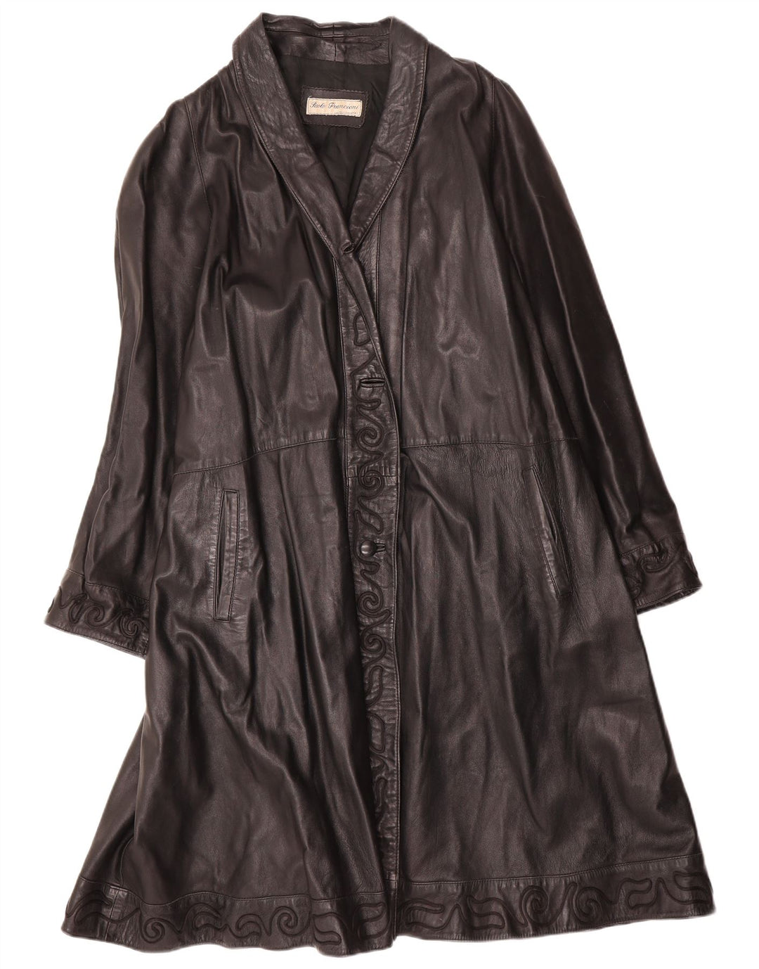 Винтажное женское кожаное пальто IT 50 XL Черное