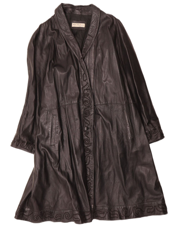 Винтажное женское кожаное пальто IT 50 XL Черное