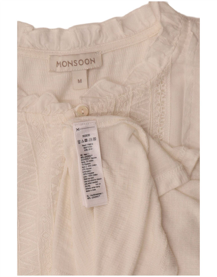 Женская блузка-рубашка с коротким рукавом MONSOON UK 14, средний белый, вискоза