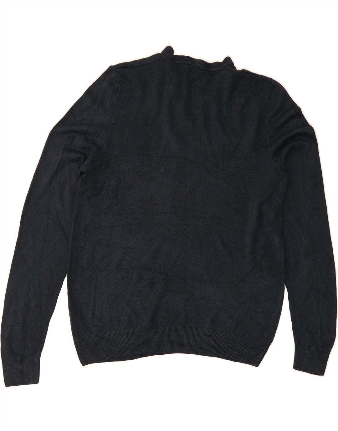 MARKS & SPENCER Mens V-Neck Jumper Sweater Medium Navy Blue Acrylic Vintage Marks & Spencer and Second-Hand Marks & Spencer from Messina Hembry 