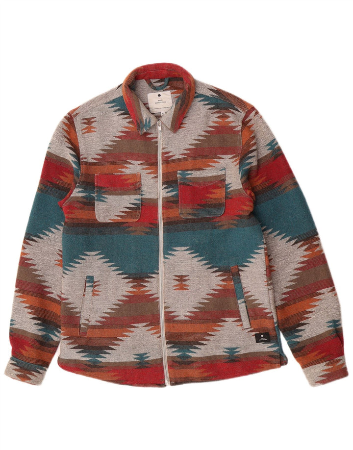 Винтажная женская рубашка-рубашка UK 18 XL из разноцветного полиэстера с геометрическим рисунком