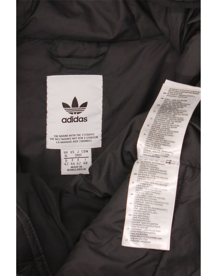 Женская утепленная куртка Adidas с капюшоном UK 16, большая черная полиэстер