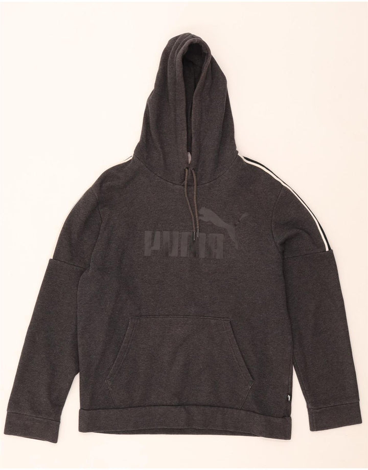 Мужской джемпер с капюшоном Puma с рисунком, средний серый, хлопок с цветными блоками