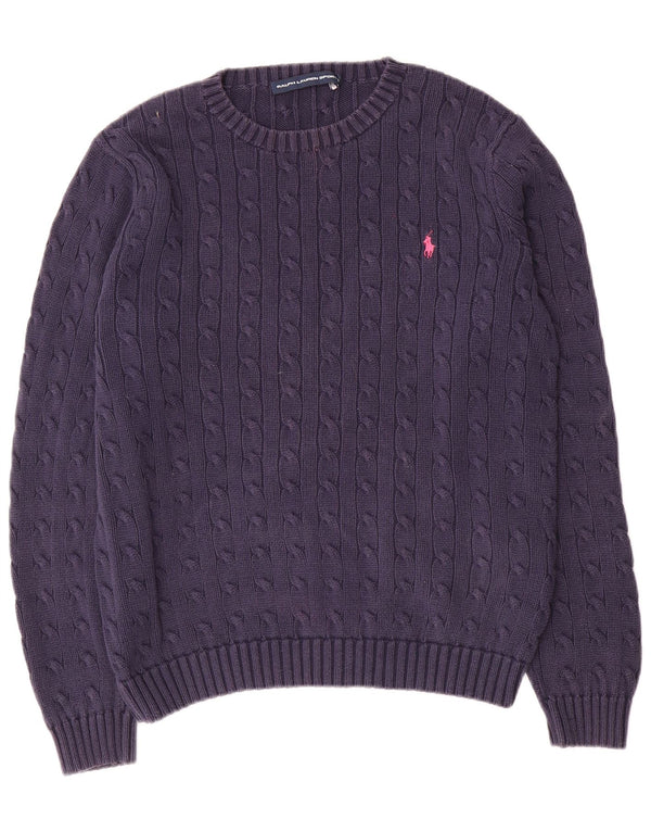 Женский джемпер с круглым вырезом Ralph Lauren, Великобритания 18 XL, темно-синий, хлопок