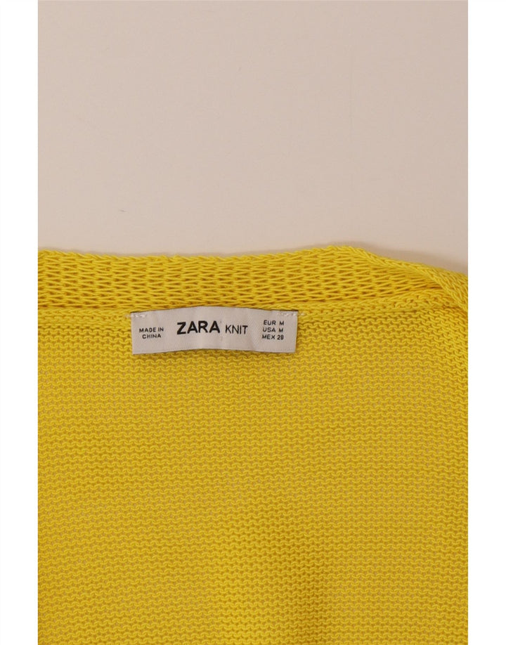 Женский свитер-кардиган оверсайз Zara UK 12, средний желтый цвет