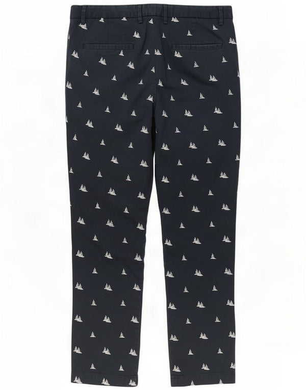 Gant Womens Graphic Straight Chino Trousers UK 14 Medium W34 L29 Navy Blue