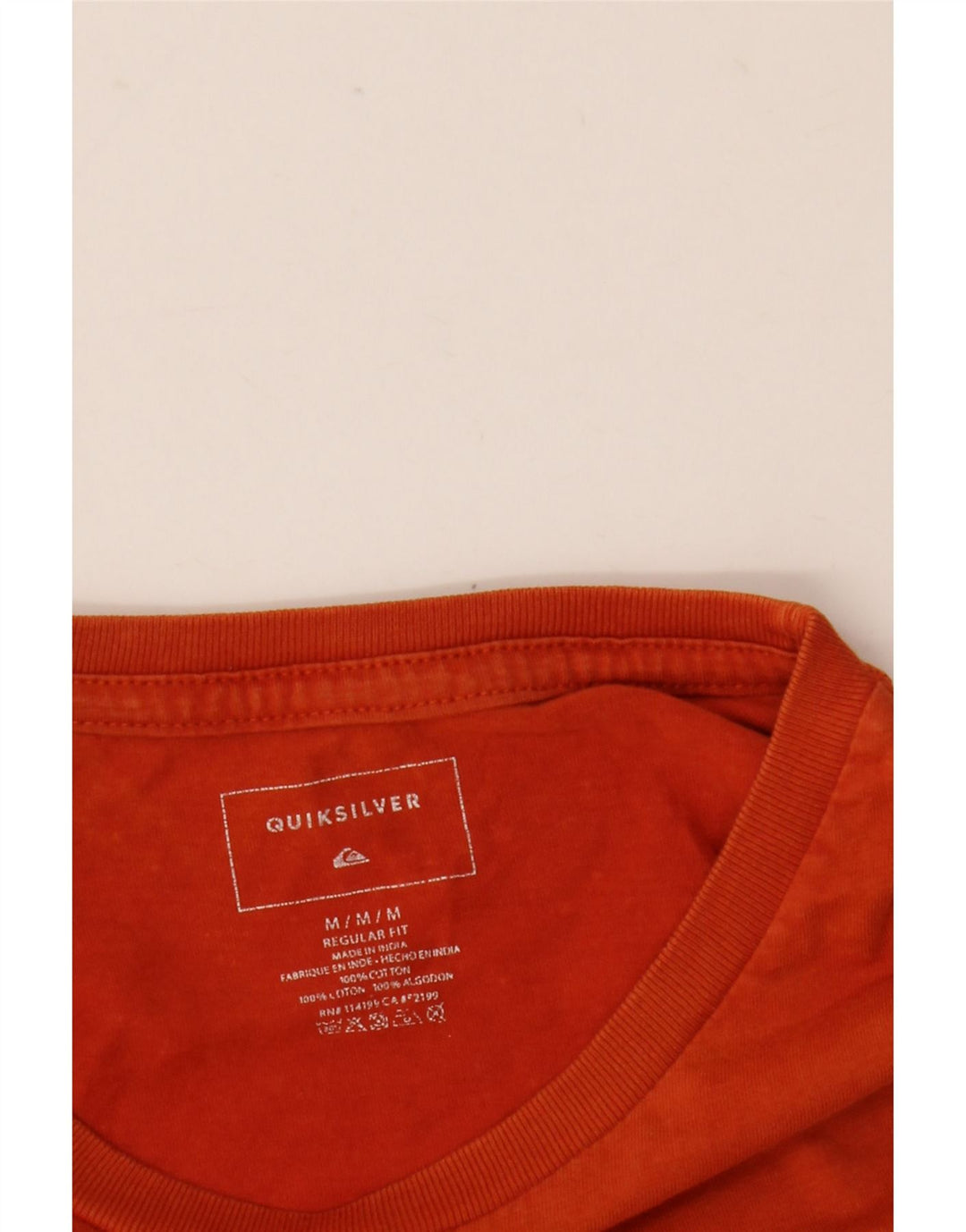 Мужская футболка обычного кроя Quiksilver с рисунком, хлопковый топ среднего оранжевого цвета