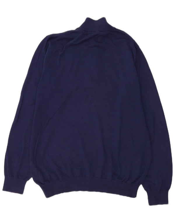 ОДЕЖДА ЭКИПАЖА Мужской свитер с воротником на молнии 3XL Темно-синий хлопок