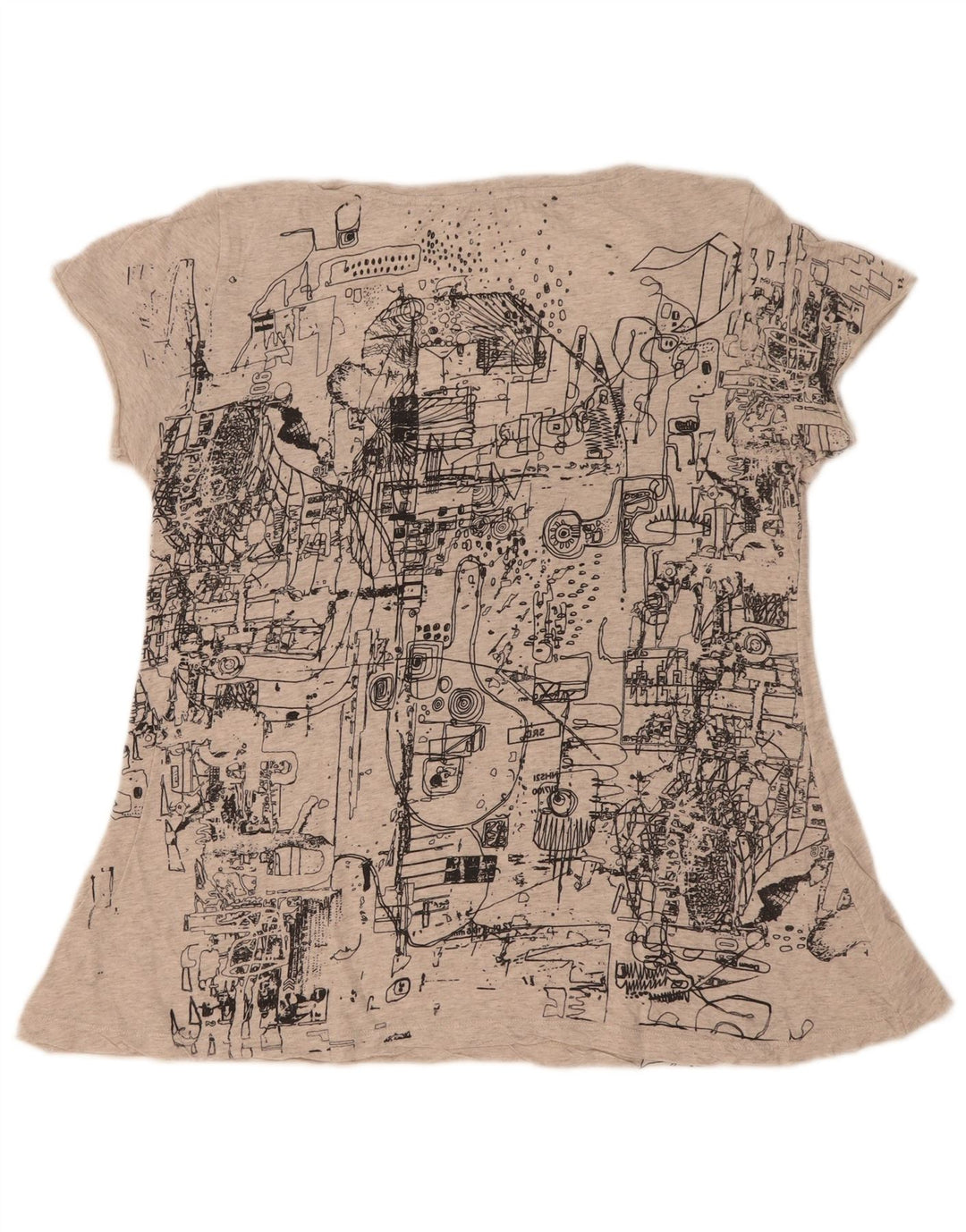 Женская футболка с рисунком Diesel Top UK 12 Medium Grey Flecked
