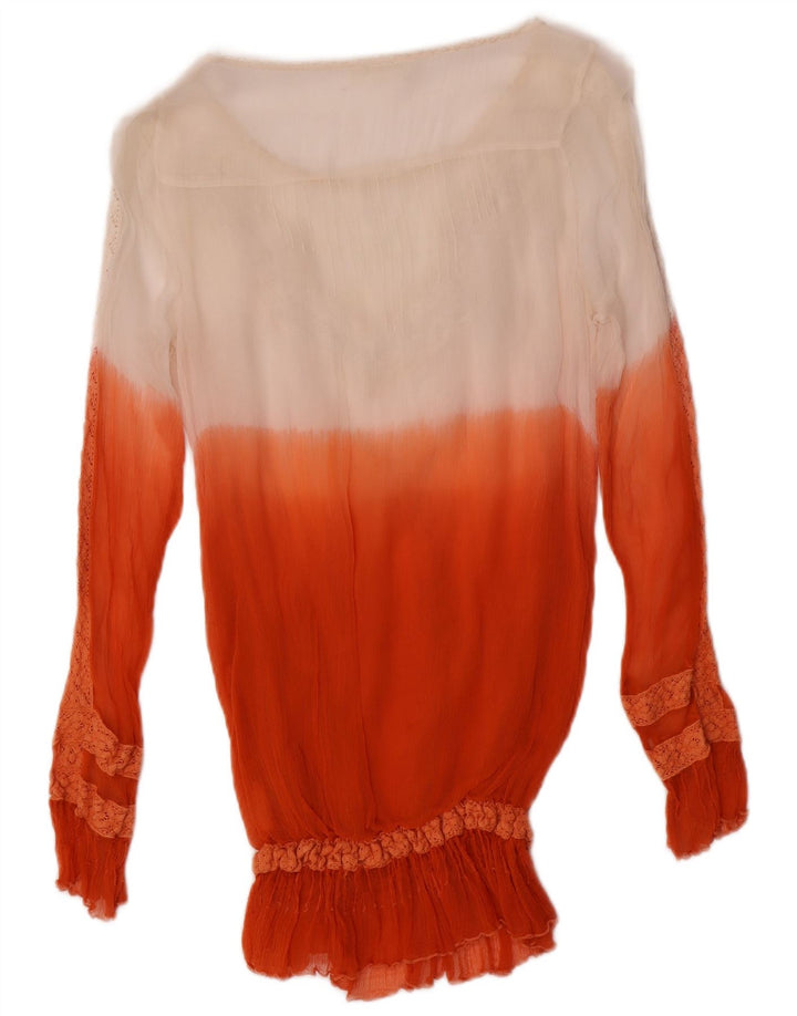 GUESS Женская прозрачная блузка Top UK 10, маленький красный цветной блок