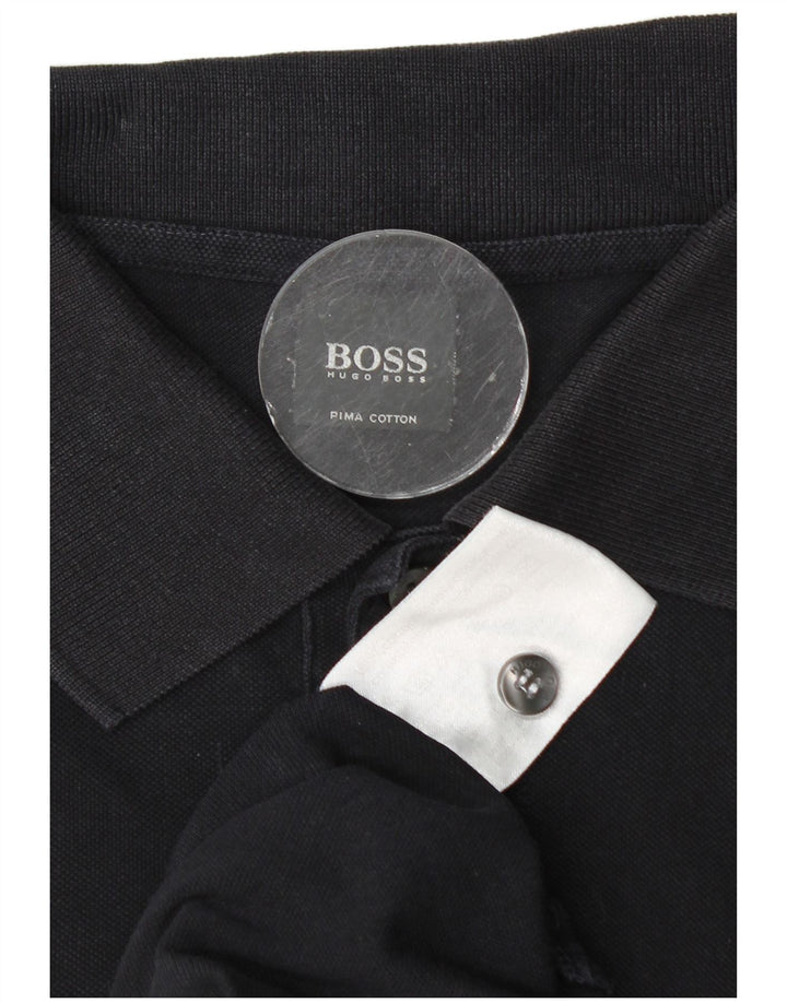 Мужская рубашка-поло Hugo Boss, темно-синяя, хлопковая