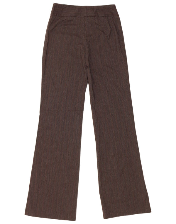 BENETTON Womens Bootcut Suit Trousers IT 38 XS W26 L33 Brown Striped