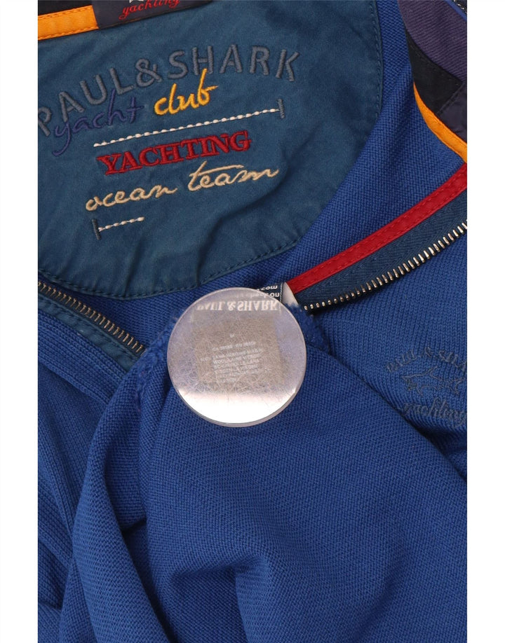 Мужской джемпер с воротником на молнии PAUL & SHARK для яхтинга, средний синий из натуральной шерсти