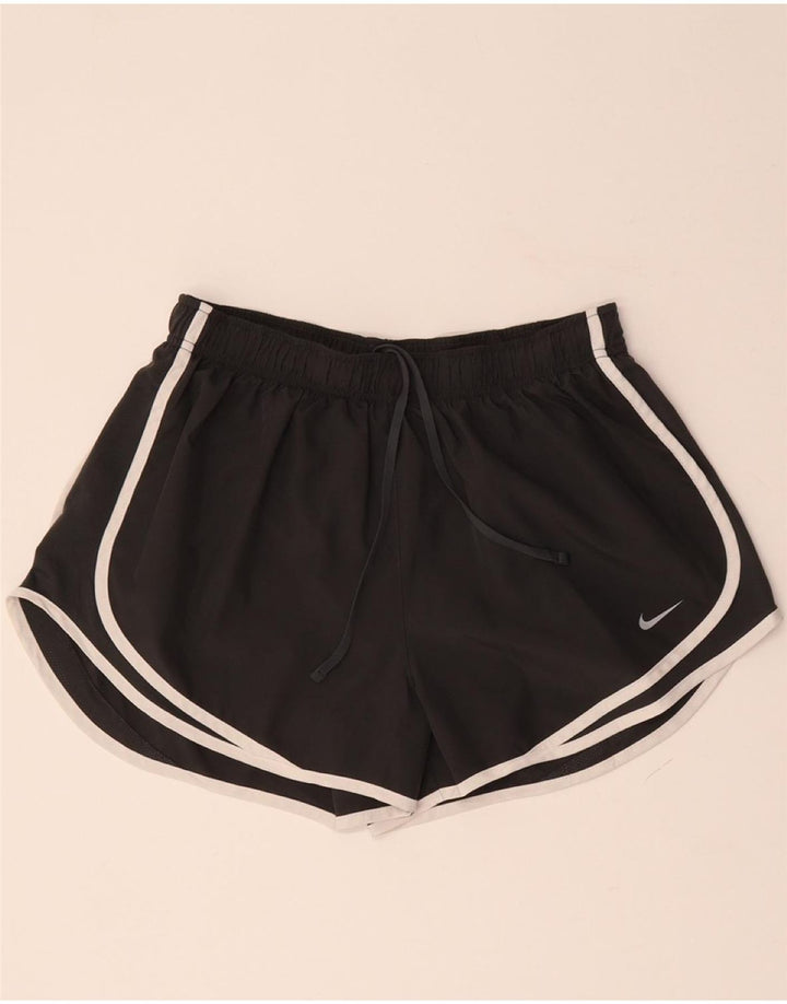 NIKE Womens Dri Fit Sport Shorts UK 14 Large Black Polyester