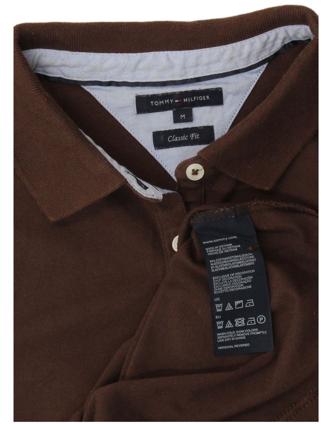 TOMMY HILFIGER Женская рубашка поло классического кроя UK 12 средний коричневый хлопок