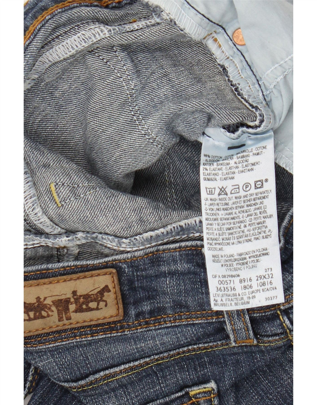 Женские узкие джинсы Levi's 571 W28 L30 синие, хлопок