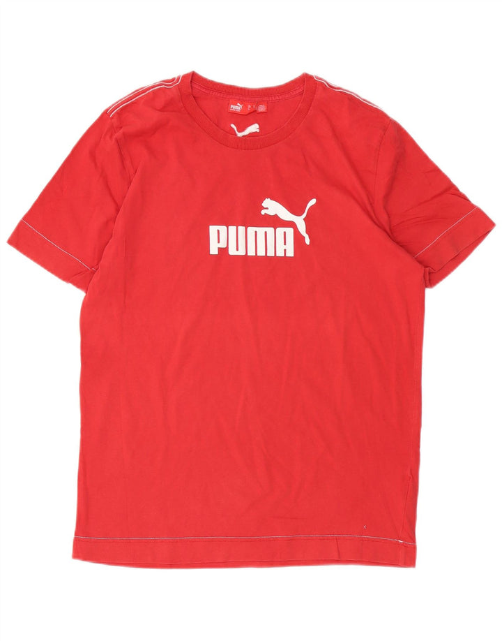 Мужская футболка с рисунком PUMA, хлопковая, среднего красного цвета