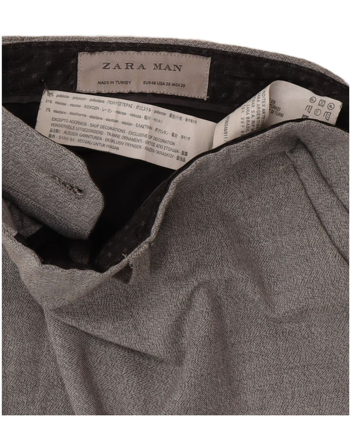Мужские узкие костюмные брюки Zara EU 46 XL W36 L33, серый полиэстер
