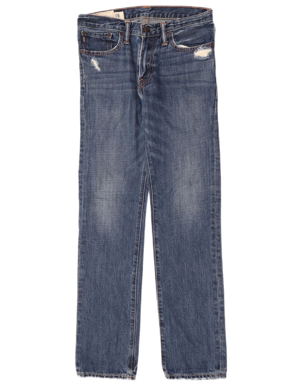 Джинсы Abercrombie & Fitch узкого кроя с потертостями для мальчиков 15-16 лет W28 L30 синие