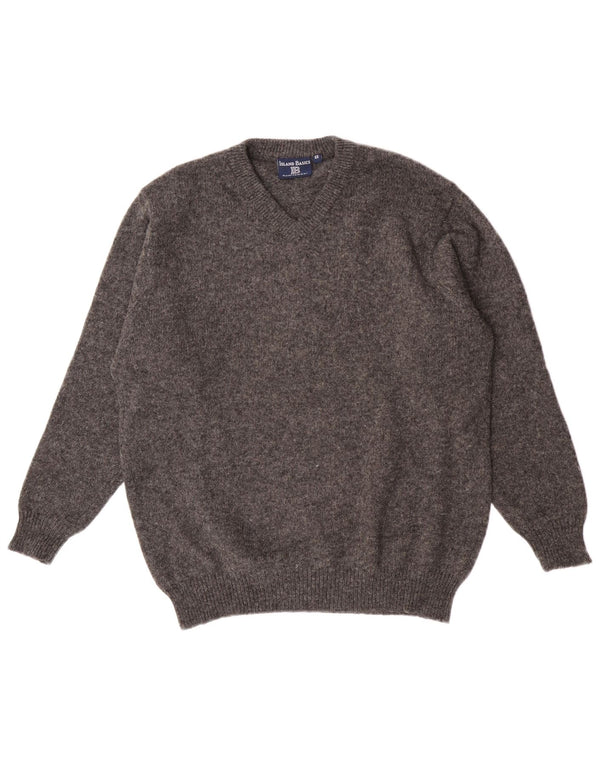 Винтажный мужской джемпер с v-образным вырезом IT 54 XL, серая шерсть