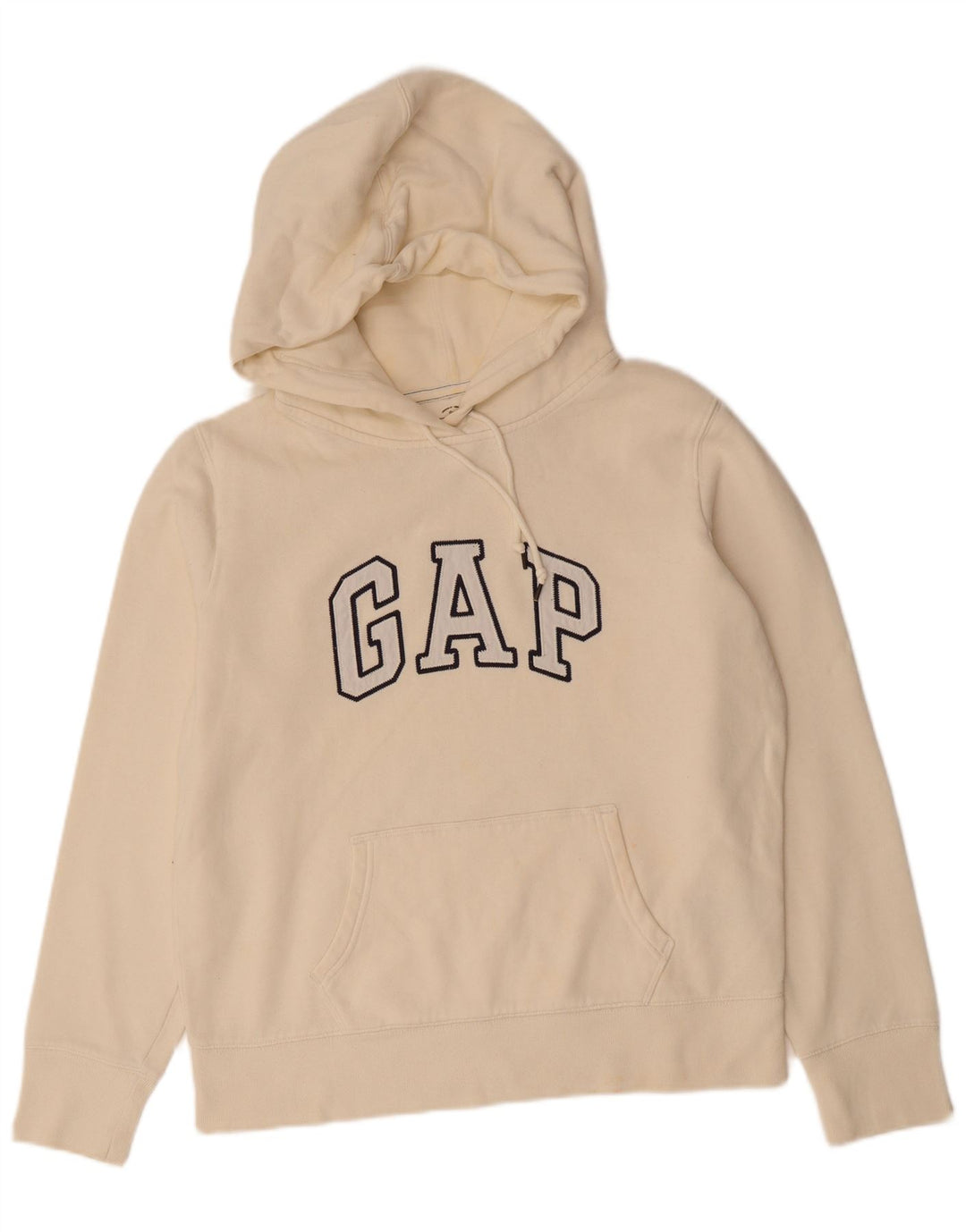 GAP Mens Graphic Hoodie Jumper Large Off White Cotton
