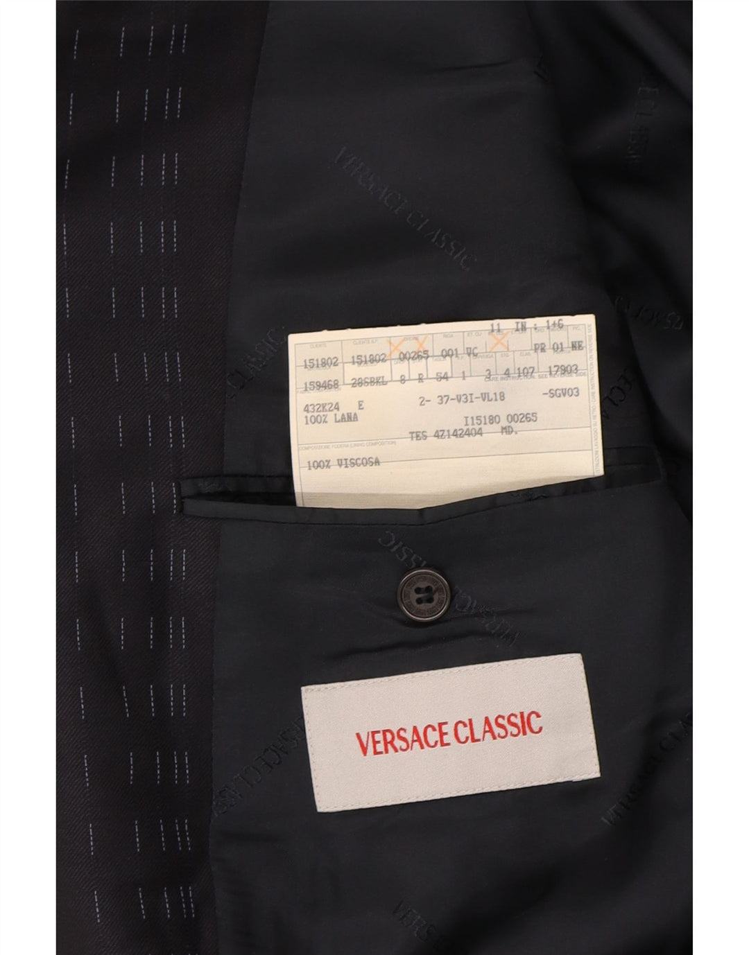 VERSACE CLASSIC Mens 3 Button Blazer Jacket IT 54 2XL Navy Blue Pinstripe Vintage Versace Classic and Second-Hand Versace Classic from Messina Hembry 
