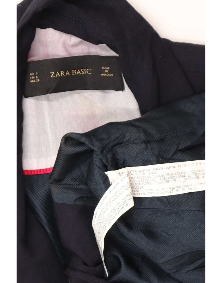 Женский пиджак Zara на 1 пуговице UK 10, маленький темно-синий из ацетата