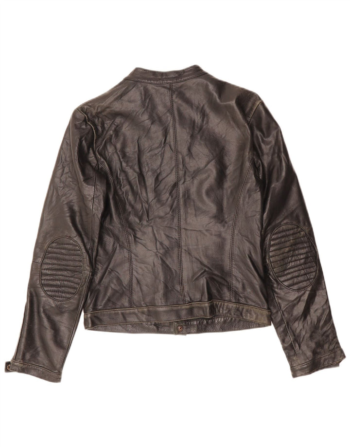 Женская укороченная кожаная куртка ZEN UK 10, маленькая черная кожа