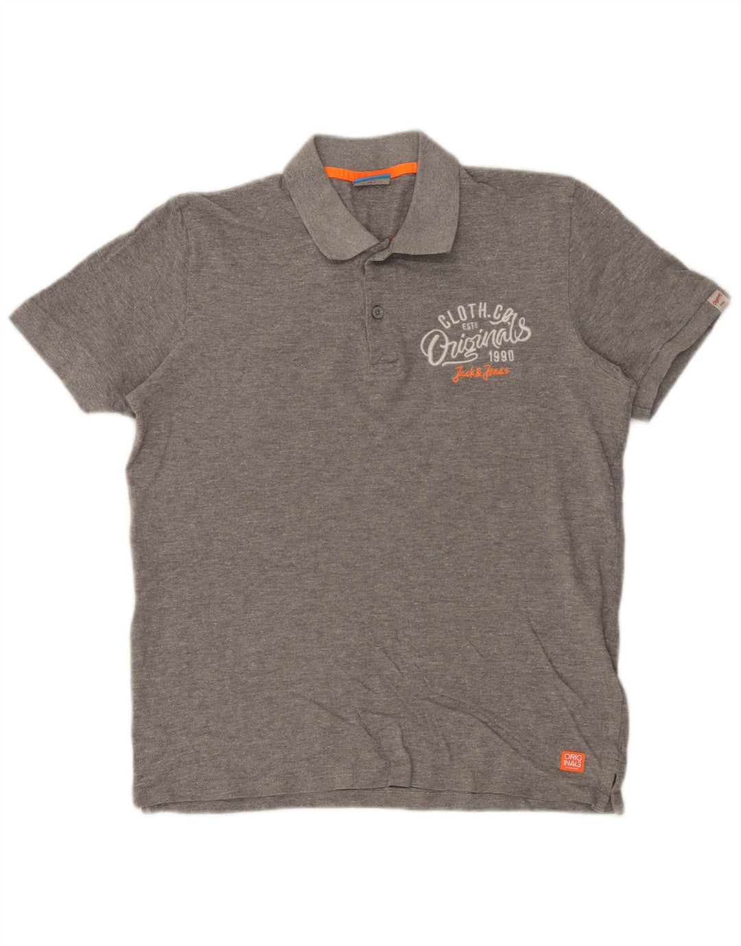 Мужская рубашка-поло с рисунком Jack & Jones, хлопковая ткань среднего серого цвета с крапинками