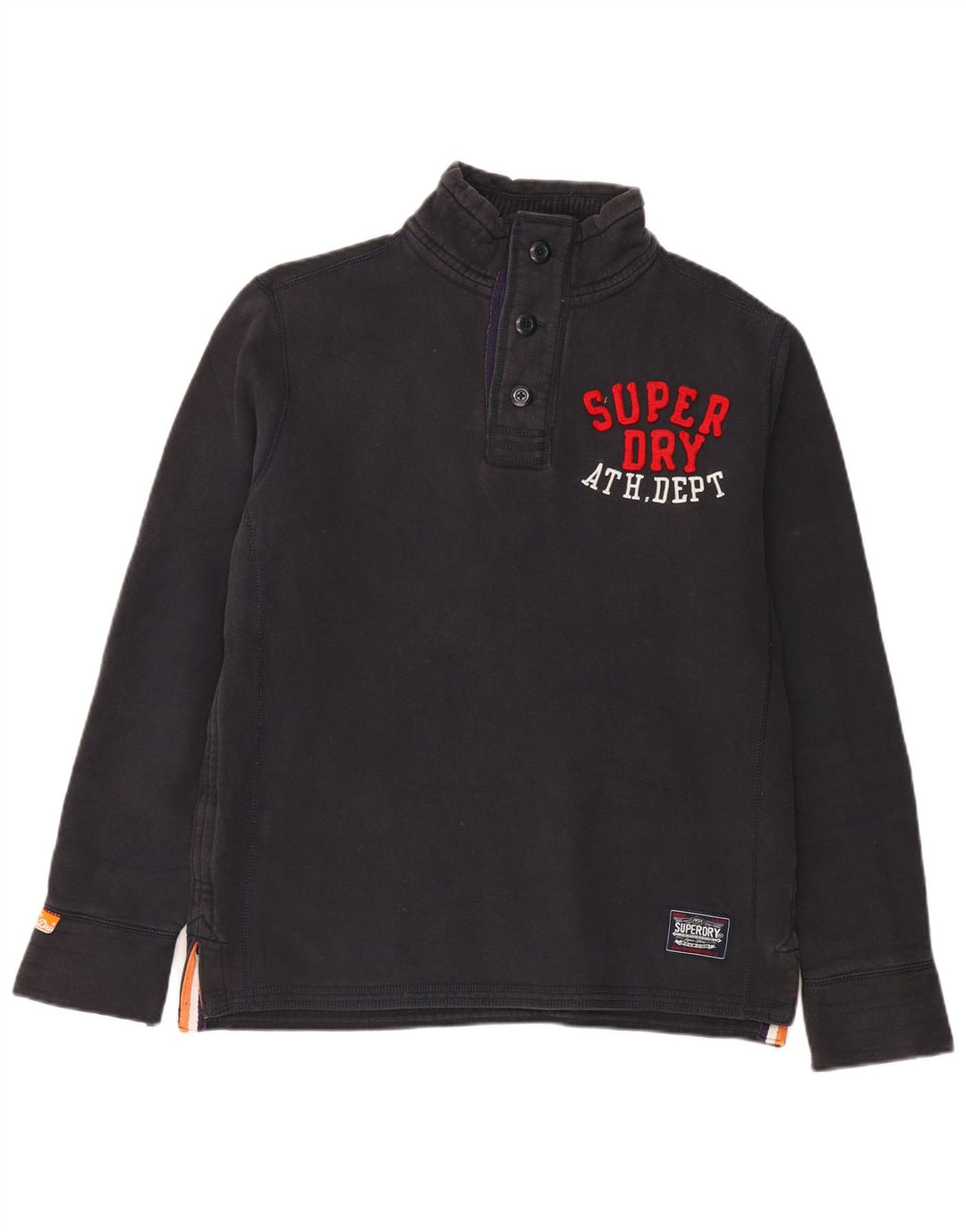 Мужской свитшот на пуговицах с рисунком Superdry, большой черный хлопковый джемпер