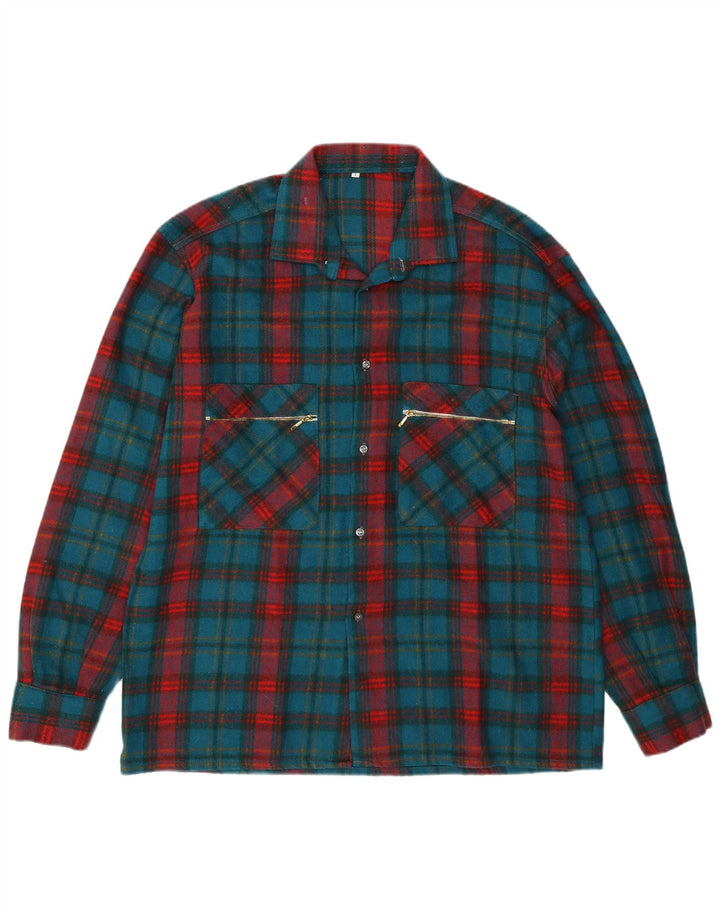 Винтажная мужская фланелевая рубашка в клетку, большая зеленая клетка