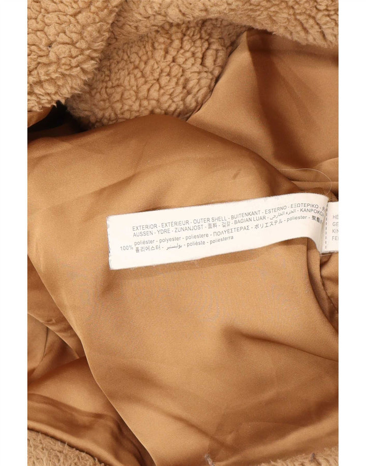 Женская куртка оверсайз из шерпы Zara UK 6 XS, коричневый полиэстер