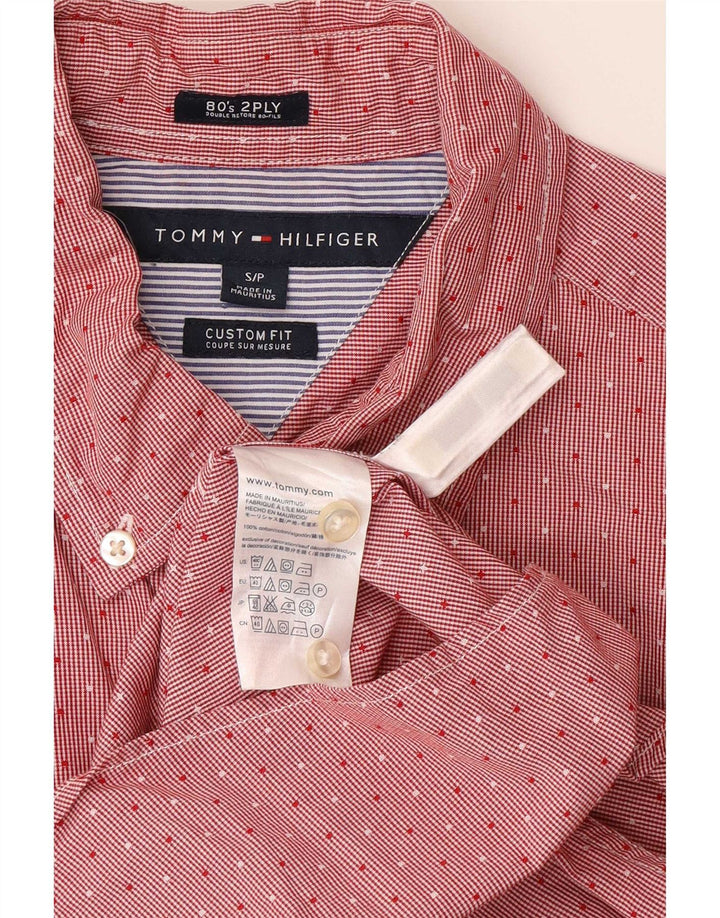 Tommy Hilfiger Мужская рубашка индивидуального кроя, маленькая красная пятнистая хлопковая рубашка