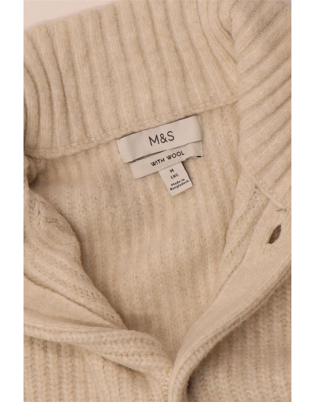 Мужской кардиган-свитер Marks & Spencer среднего бежевого цвета из шерсти