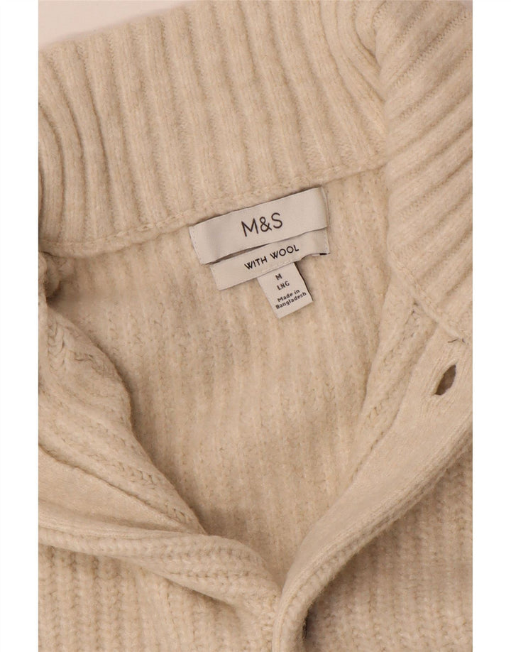 Мужской кардиган-свитер Marks & Spencer среднего бежевого цвета из шерсти