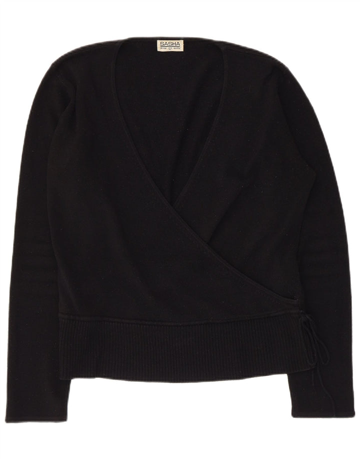 Женский джемпер с v-образным вырезом Sasha UK 18 XL, черный акрил