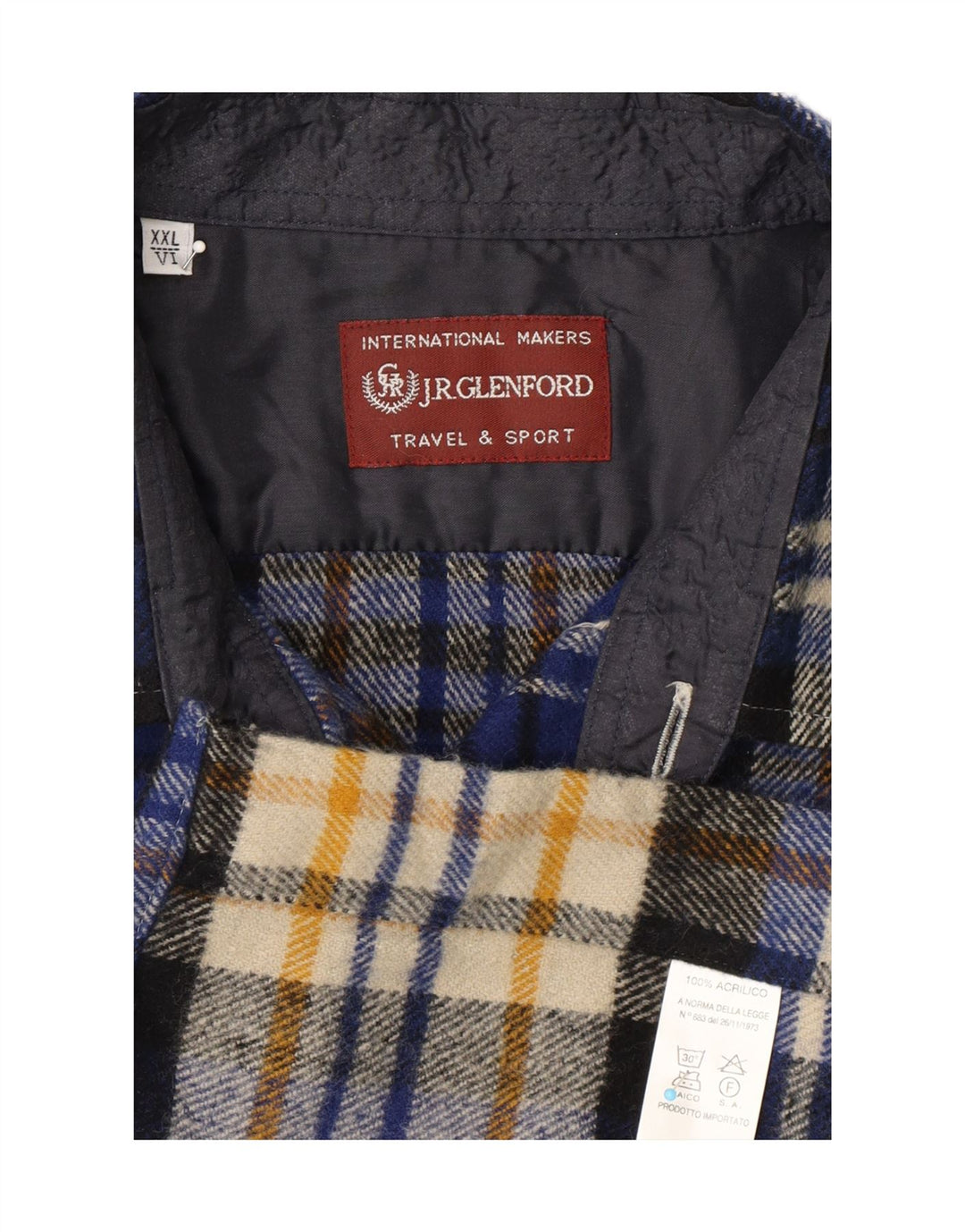 VINTAGE Mens Flannel Shirt 2XL Blue Check Acrylic Vintage Vintage and Second-Hand Vintage from Messina Hembry 